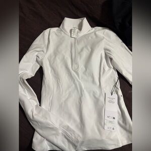ALO Yoga White Long-Sleeve Quarter Zip Pullover
